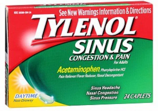 TYLENOL Sinus Congestion & Pain Caplets Daytime 24 Caplets (Pack of 2)