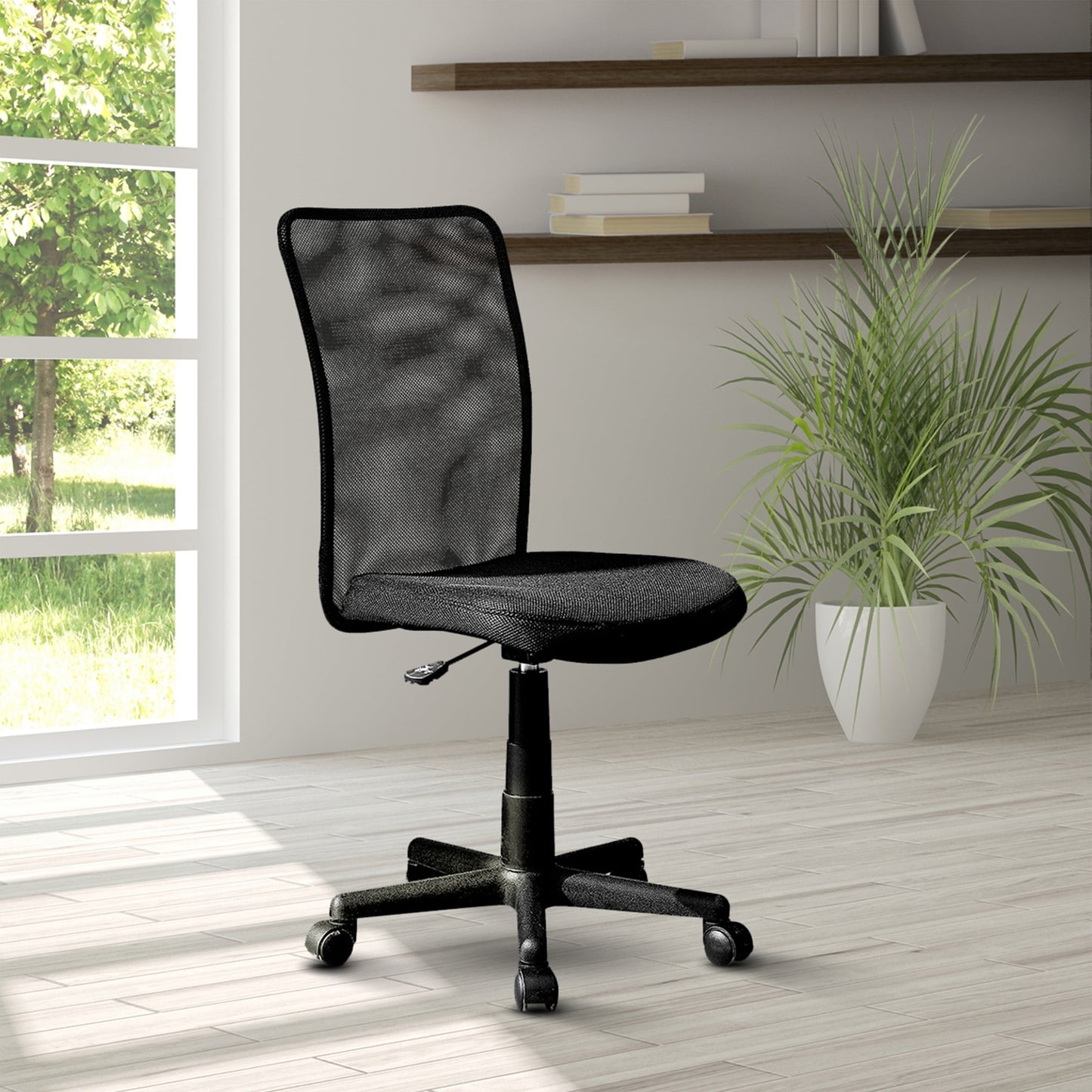 Techni Mobili Mesh Task Office Task Chair, Adjustable Height, Black RTA-9300B-BK