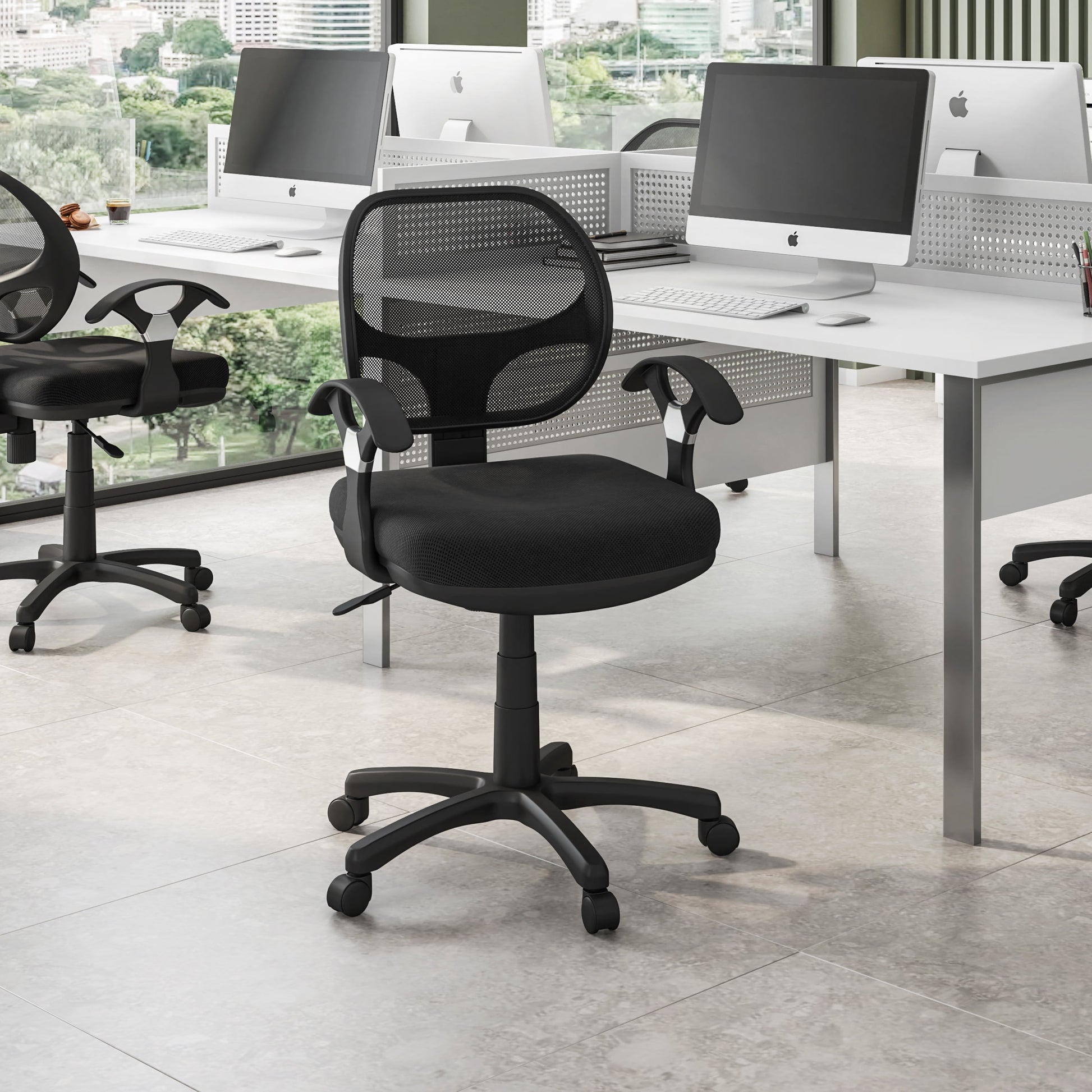 Techni Mobili Midback Mesh Task Office Chair, Black RTA-0097M-BK