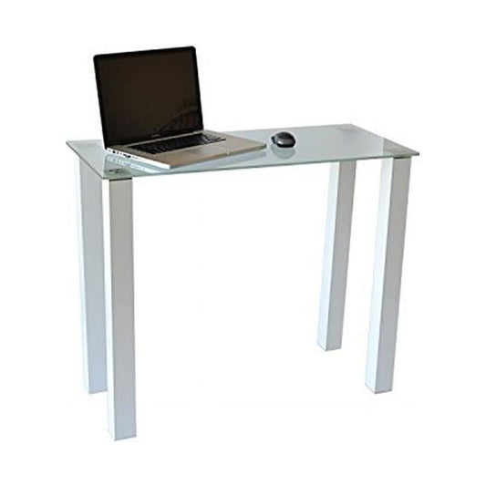 RTA Home & Office CT-015W Gloss White Utility Desk or Utility Stand with Frosted Tempered Glass