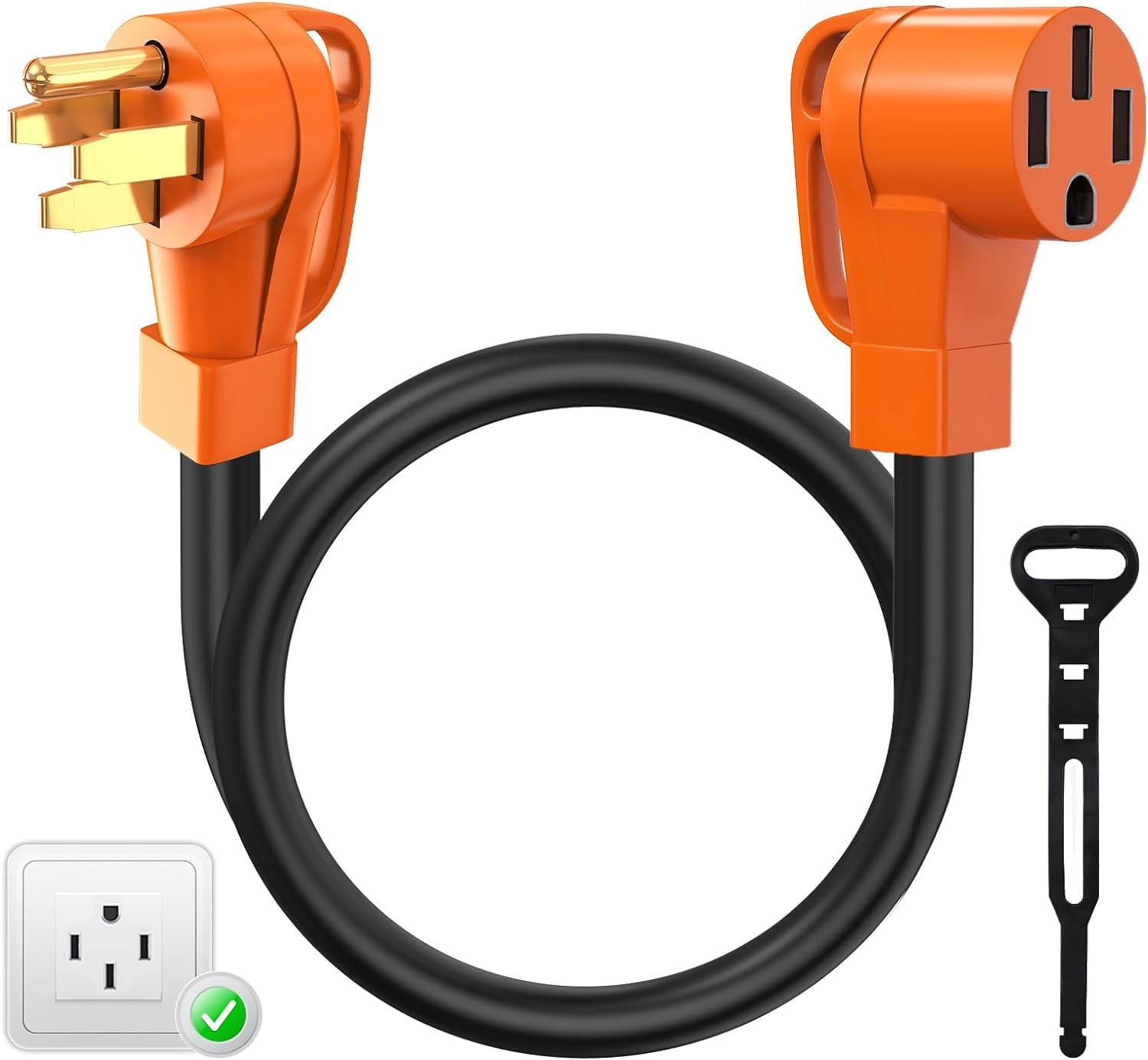 Tera Extension Cord 50 Amp RV & EV 3 ft: NEMA 14-50P to 14-50R 4 Prong 250V for Tesla J1772