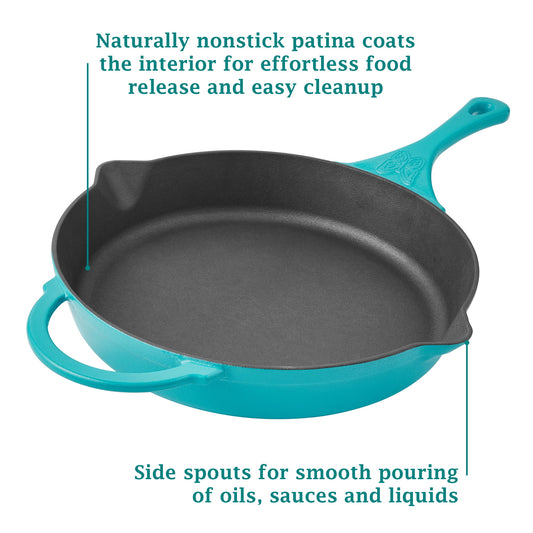 The Pioneer Woman 12-inch Cast Iron Fry Pan Teal