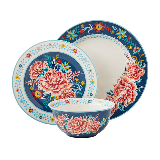 The Pioneer Woman Keepsake Floral 12-Piece Stoneware Dinnerware Set