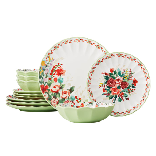 The Pioneer Woman Painted Meadow 12-Piece Ceramic Dinnerware Set