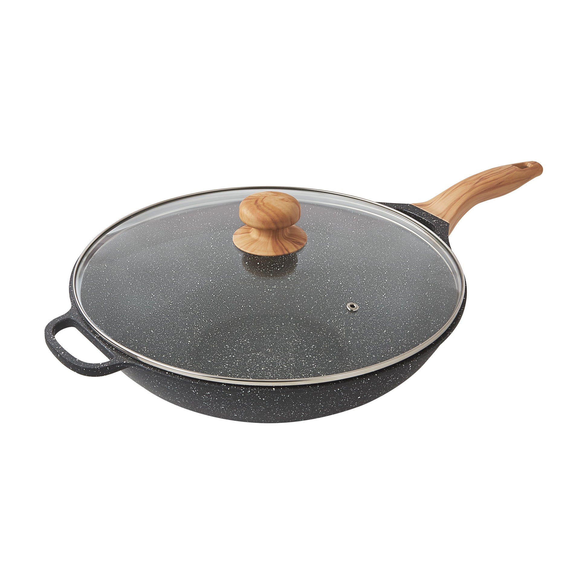 The Pioneer Woman Prairie Signature 14 inch Cast Aluminum Wok, Charcoal Speckle