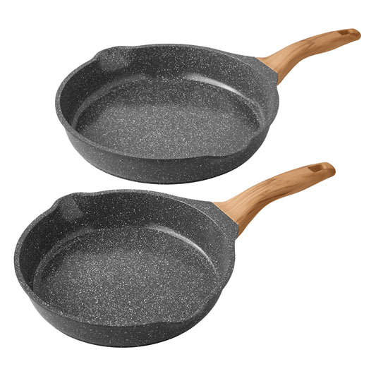 The Pioneer Woman Prairie Signature 2-Piece Cast Aluminum 10" & 12" Fry Pan Set, Charcoal Speckle