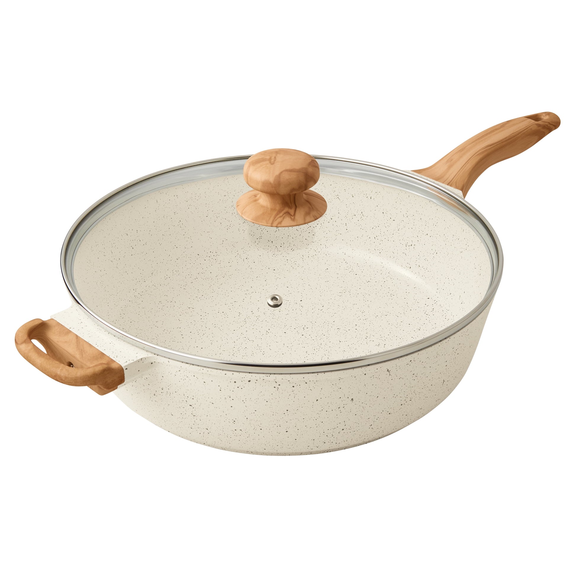 The Pioneer Woman Prairie Signature 6-Quart Cast Aluminum Jumbo Cooker Saute Pan, Linen Speckle