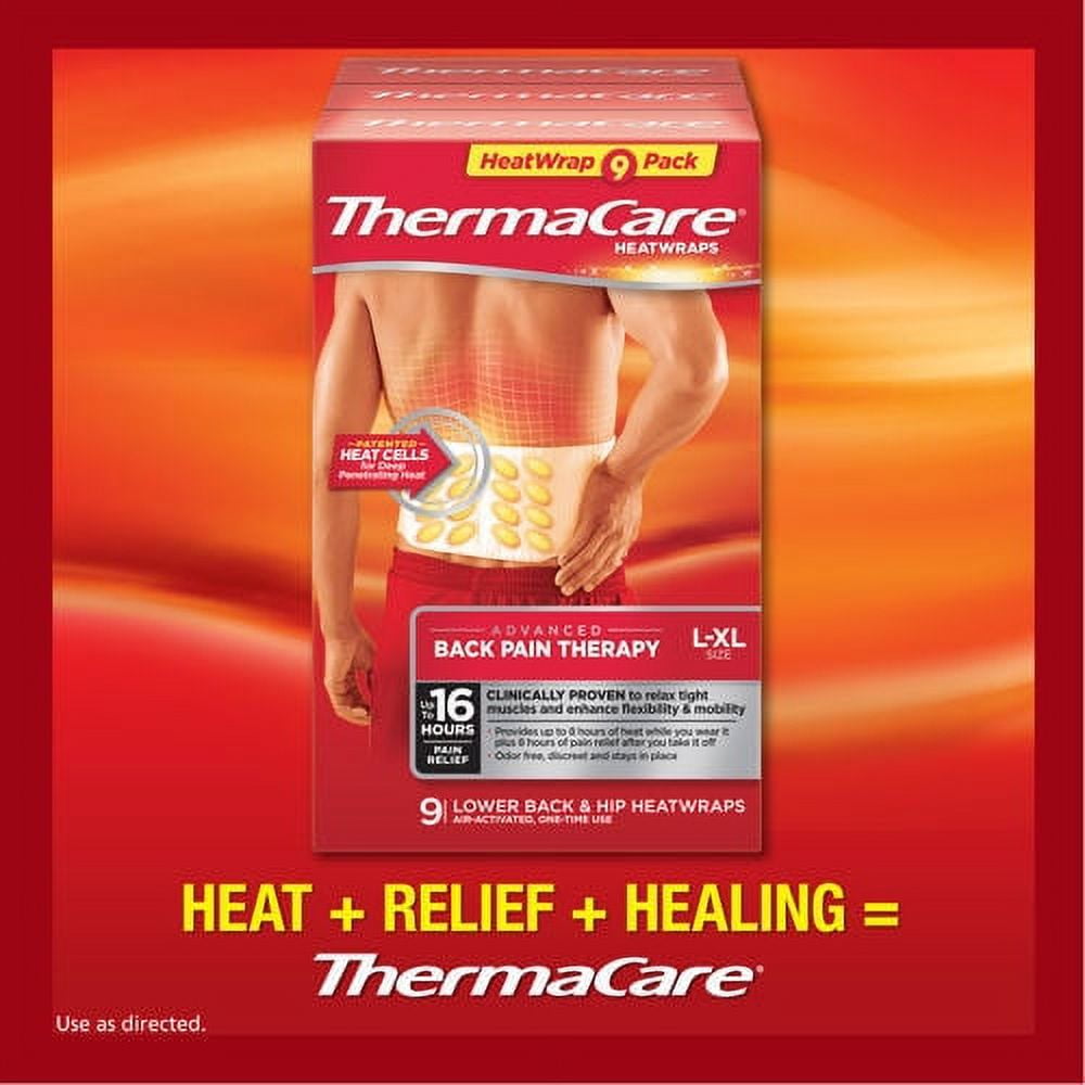 ThermaCare Lower Back & Hip L/XL, 9 HeatWraps