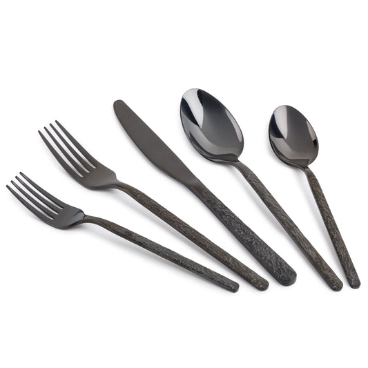 Thyme & Table 20-Piece Lumi Stainless Steel Flatware Set, Black