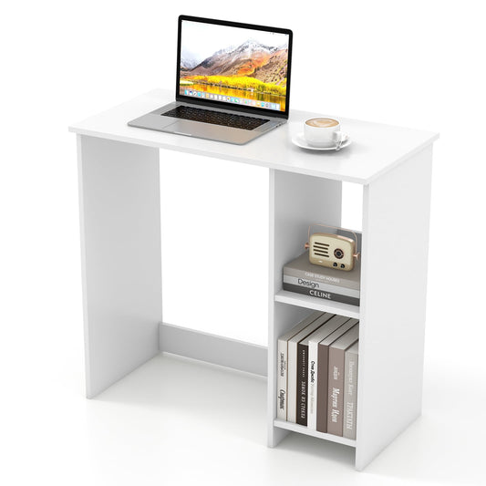 Topbuy Computer Desk for Small Space 31.5” Home Office Desk with Shelves Space Saving Study Writing Desk