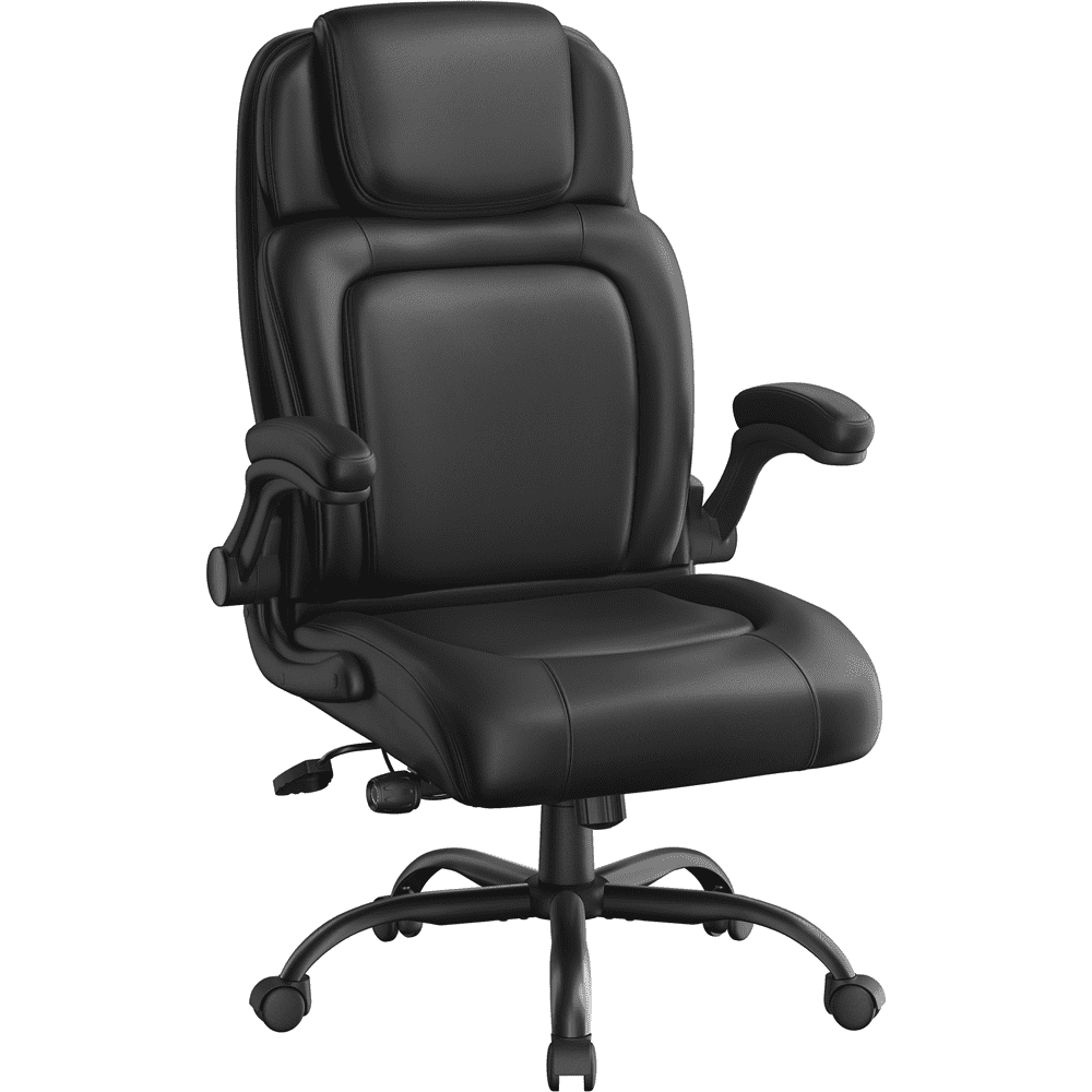 Topeakmart Adjustable Faux Leather Office Chair with Flip-up Armrests, Brown