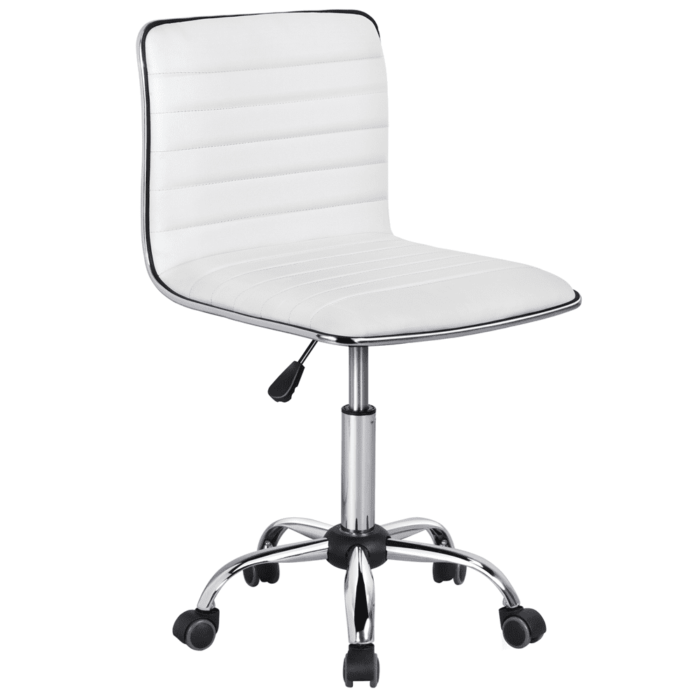 Topeakmart Adjustable PU Leather Office Computer Chair with Wheels White