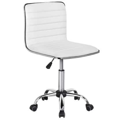 Topeakmart Adjustable PU Leather Office Computer Chair with Wheels White