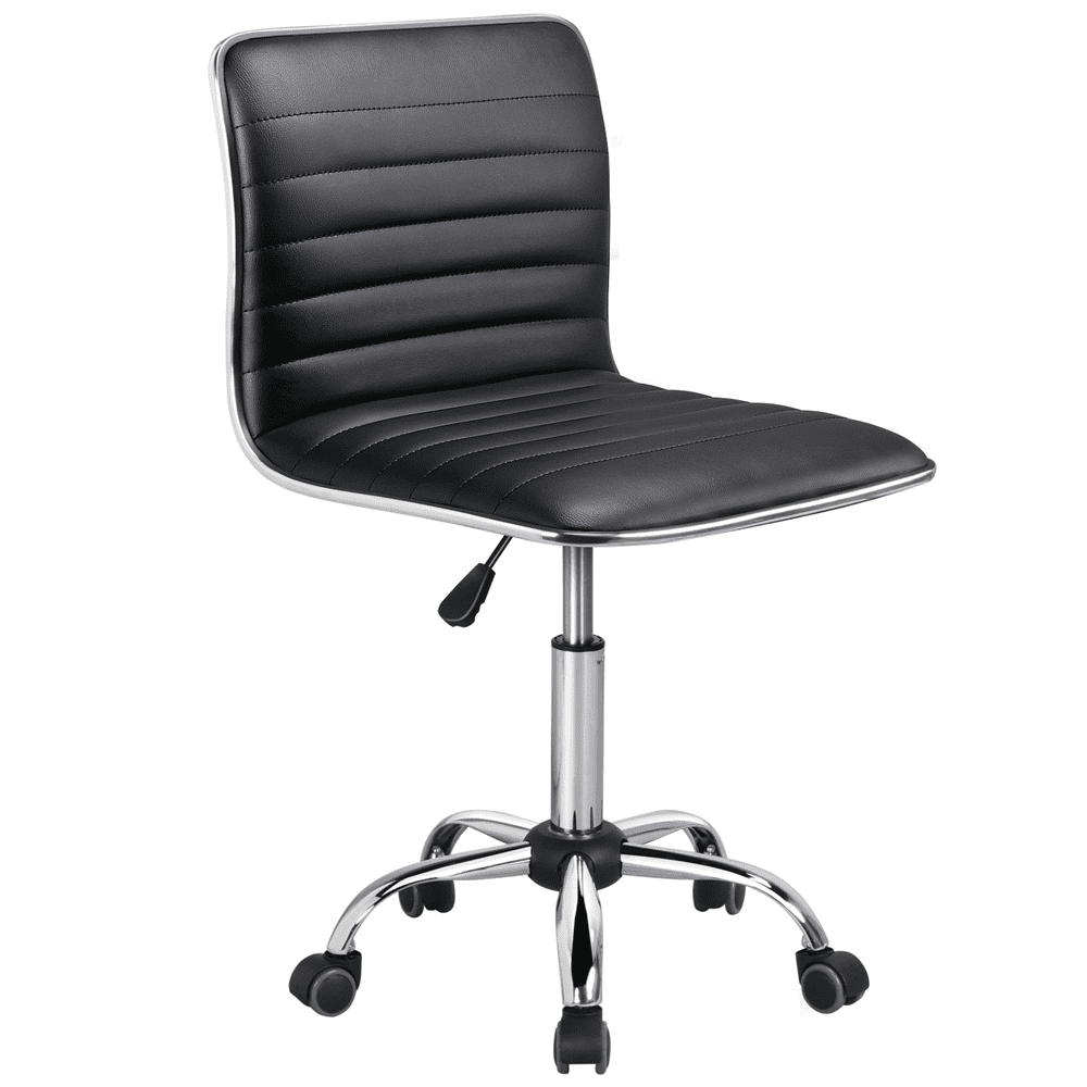 Topeakmart Adjustable PU Leather Office Computer Chair with Wheels White