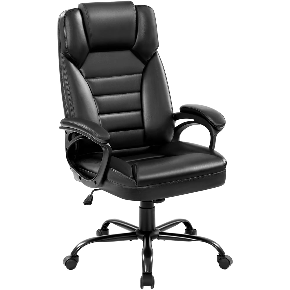 Topeakmart Faux Leather Executive Office Chair with Integrated Headrest, Black