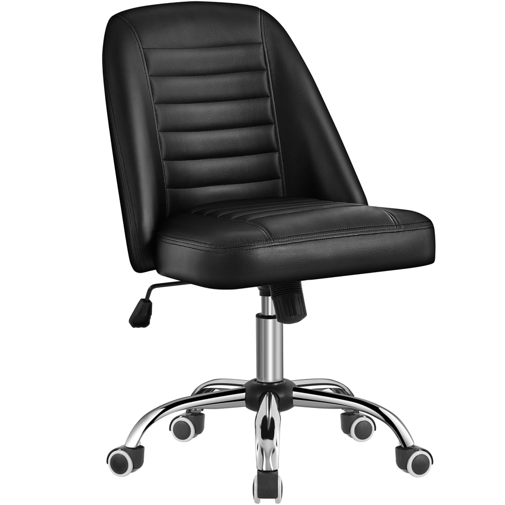 Topeakmart Faux Leather Mid Back Desk Chair with Wheels for Home Office, White