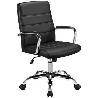 Topeakmart Mid-Back PU Leather Office Chair Adjustable with Arms White