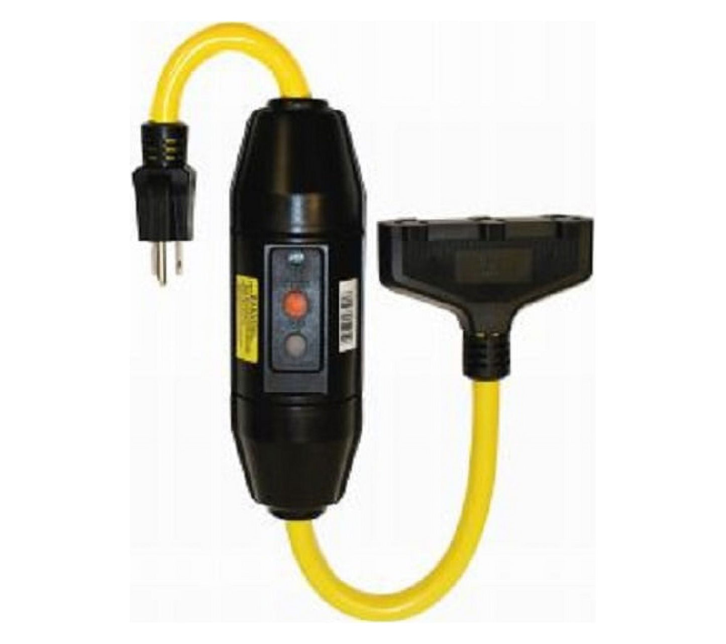 Tower Manufacturing 30396501-08 Manual-Reset 20 AMP Inline GFCI Triple Tap Cord, Yellow/Black