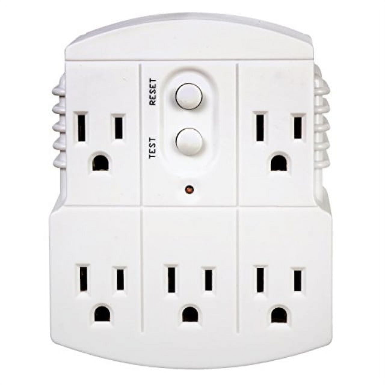 Tower Manufacturing 30440003 Auto-Reset 15 AMP Grounded 3-Prong GFCI 5-Outlet Adapter, White