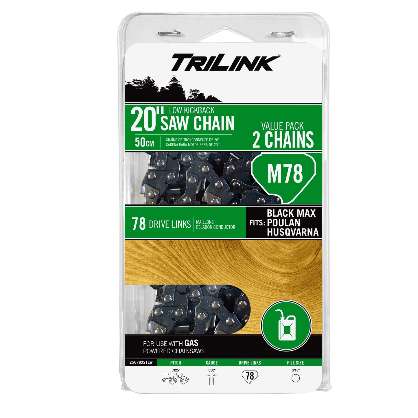 Trilink M78 - 20" 2 Pack Replacement Saw Chain; 78 Drive Links