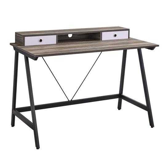 Tucker Mid-Century Writing Desk with Drawers, Driftwood Finish