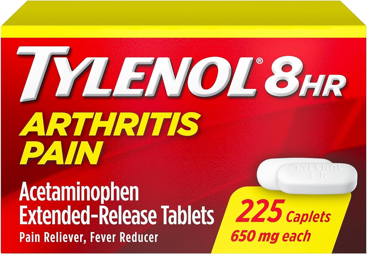 Tylenol 8 Hour Arthritis Pain Relief Extended-Release Tablets, 650 mg Acetaminophen, Joint Pain Reliever & Fever Reducer Medicine, Oral Pain Reliever for Arthritis & Joint Pain, 225 Count