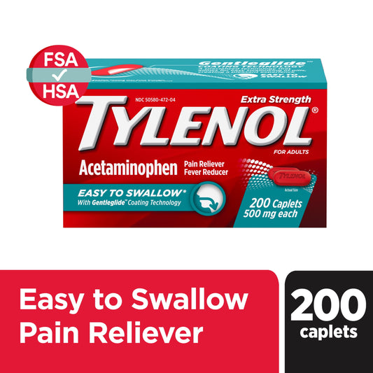 Tylenol Extra Strength Acetaminophen, Easy to Swallow Caplets, 200 Ct