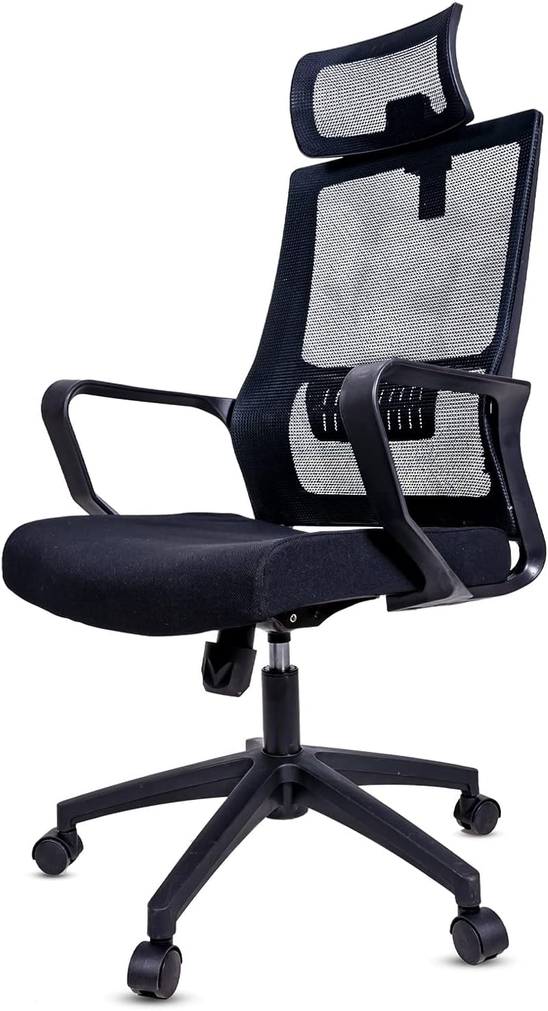 US Office Elements Ergonomic Chair, High Back Office Chair with Headrest, Adjustable Height, Tilt Function | Big and Tall Mesh Office Chair Back Support for Bad Back