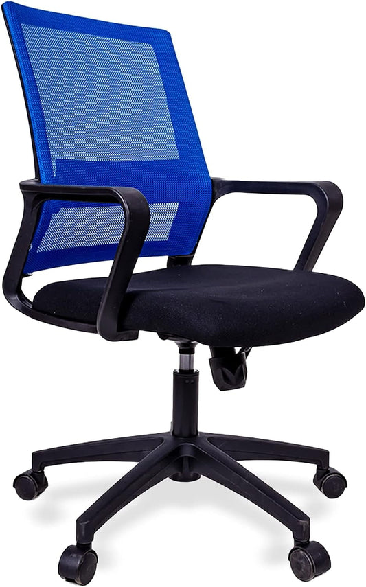 US Office Elements Mid Back Computer Chair | Ergonomic Mesh Office Chair with Rectangular Lumbar Support | Home Office Desk Chair, Adjustable Height, 360 Swivel for Adults, Students, Teachers (Blue)