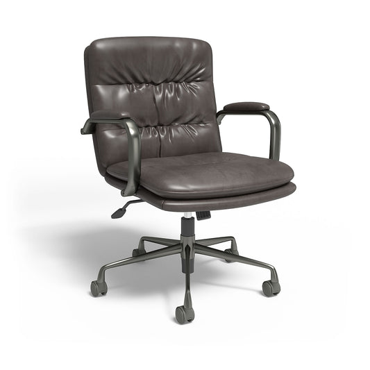 Union & Scale Industria 3-40C Bonded Leather Swivel Manager Chair Gray (95115) UN61643-CC