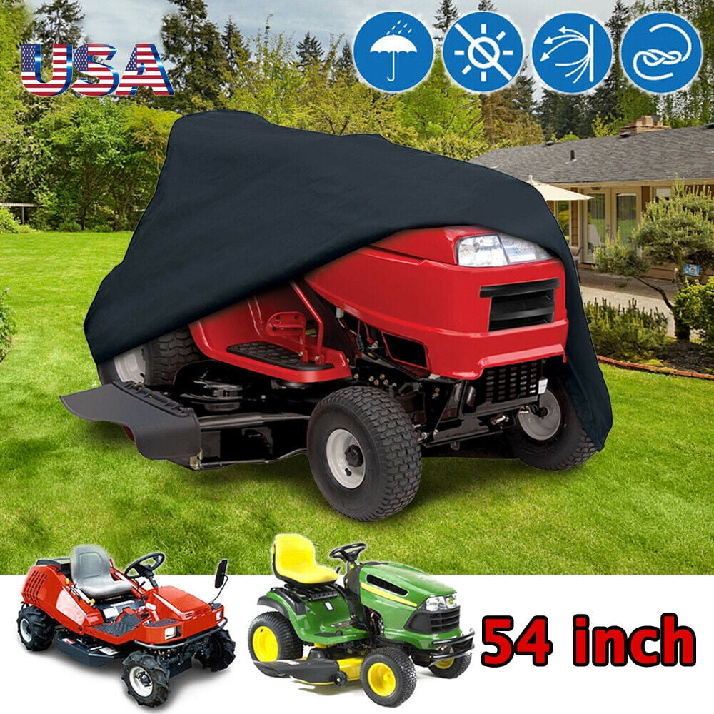 Universal Riding Lawn Mower Cover,IClover Waterproof Riding Mower Cover Heavy Duty Mildew Resistant UV Protection Tractor Covers Drawstring Universal Fits Decks up to 54" & Storage Bag, Black