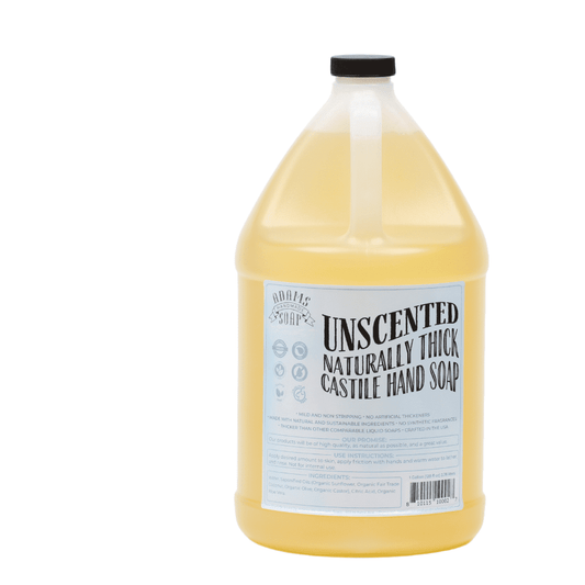 Unscented Organic Castile Liquid Hand Soap 1 Gallon Refill Adams Handmade Soap