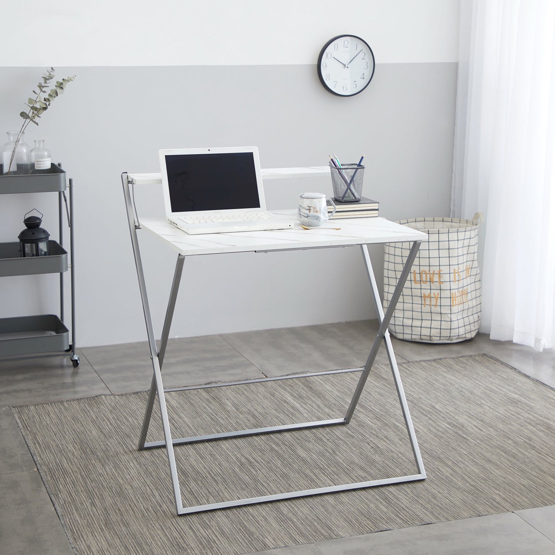 Urban Shop Dark Gray 2 Tier Folding Desk