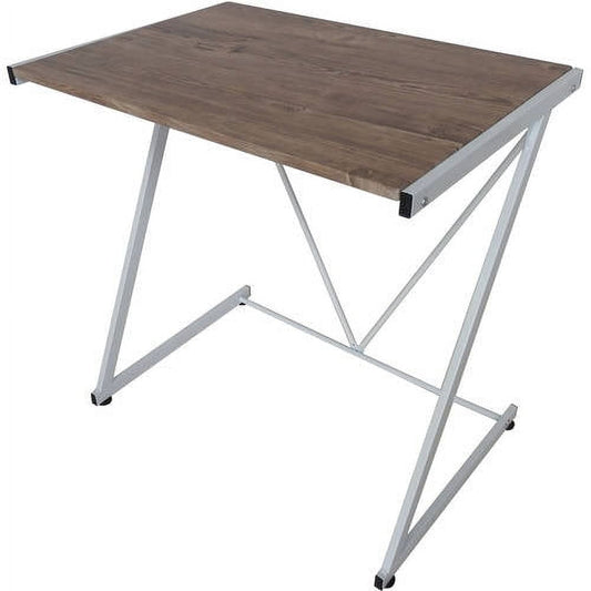 Urban Shop Z-shaped Wood Student Desk, Brown/White