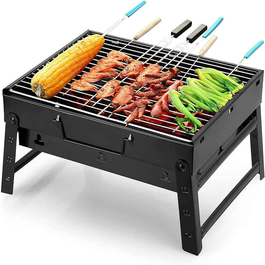 Uten Charcoal Grill, Portable Barbecue Grill Folding BBQ Grill, Small Outdoor Grill Tools for Camping Picnics Beach Party