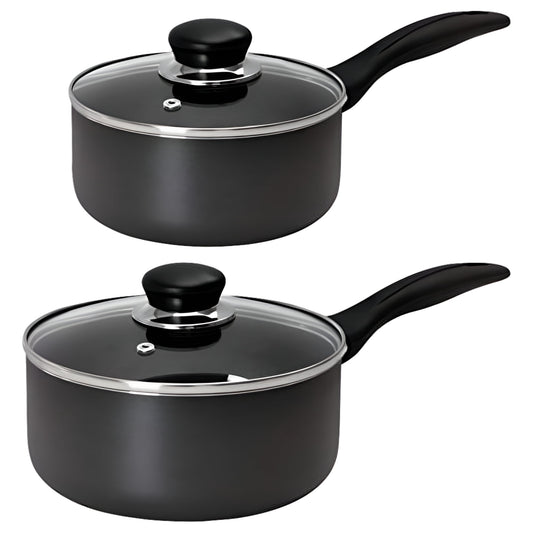 Utopia Kitchen Nonstick Saucepan Set - 1 Quart and 2 Quart - Glass Lid - Multipurpose Use for Home Kitchen or Restaurant