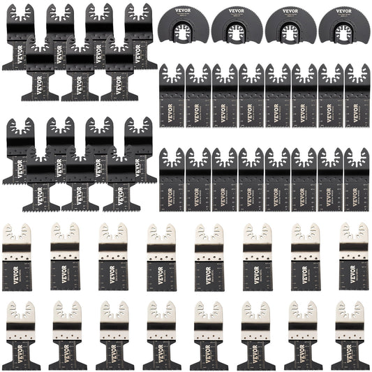 VEVOR 50 pcs Oscillating Saw Blades, Quick Release Multitool Blades Kit, HCS Tool Blades for Wood Plastic Metal Nails Bolts, Compatible with Dewalt Dremel Fein Worx Bosch Makita Milwaukee