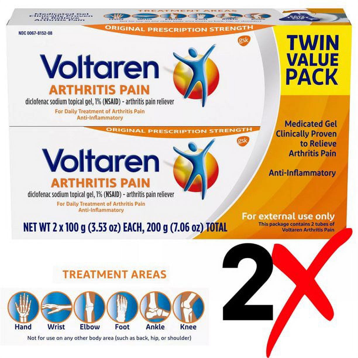 VOLTAREN 2x100g Arthritis Pain Relief Anti-Inflammatory Gel (Twin Pack)