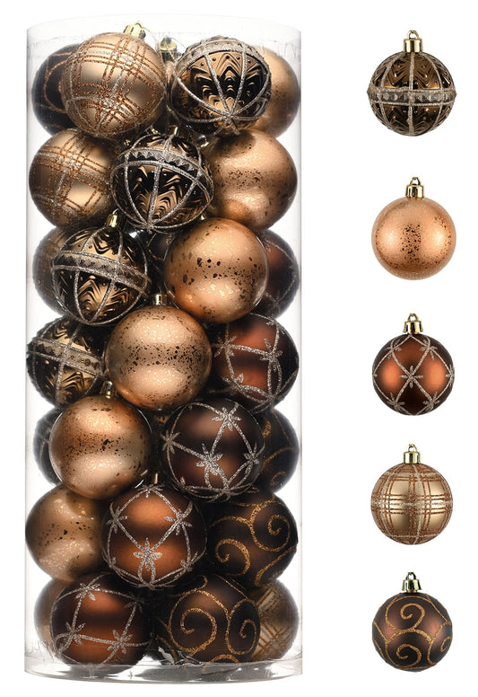 Valery Madelyn 35ct 2.36 inches Luxurious Copper Gold Christmas Ball Ornaments, Shatterproof Christmas Tree Ornaments Hanging Bauble for Xmas Decoration