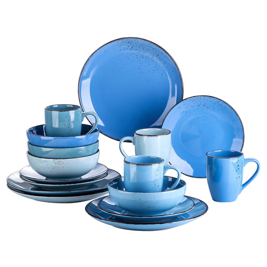 Vancasso Dinnerware Sets, Stoneware Dinner Set for 4, 16-Piece Series Navia, Oceano