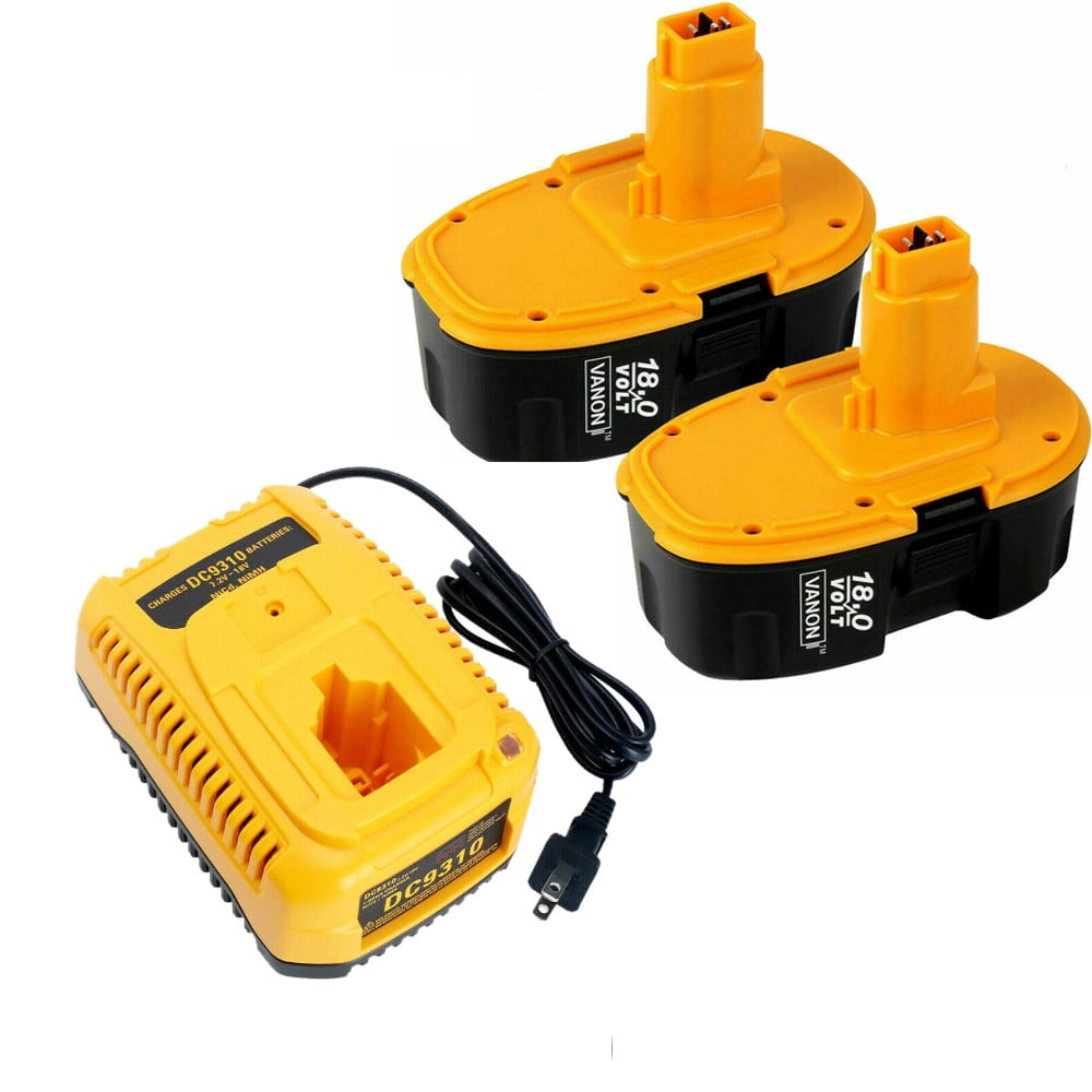 Vanon 2Pack 4600mAh Replacement for Dewalt 18V Battery and Battery Charger DC9310 Compatible with Dewalt 7.2V-18V Ni-Cad Ni-Mh Battery