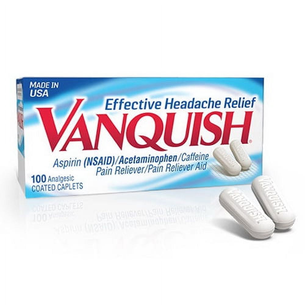 Vanquish Headache Relief With Aspirin Caplets, 100 Ea, 3 Pack