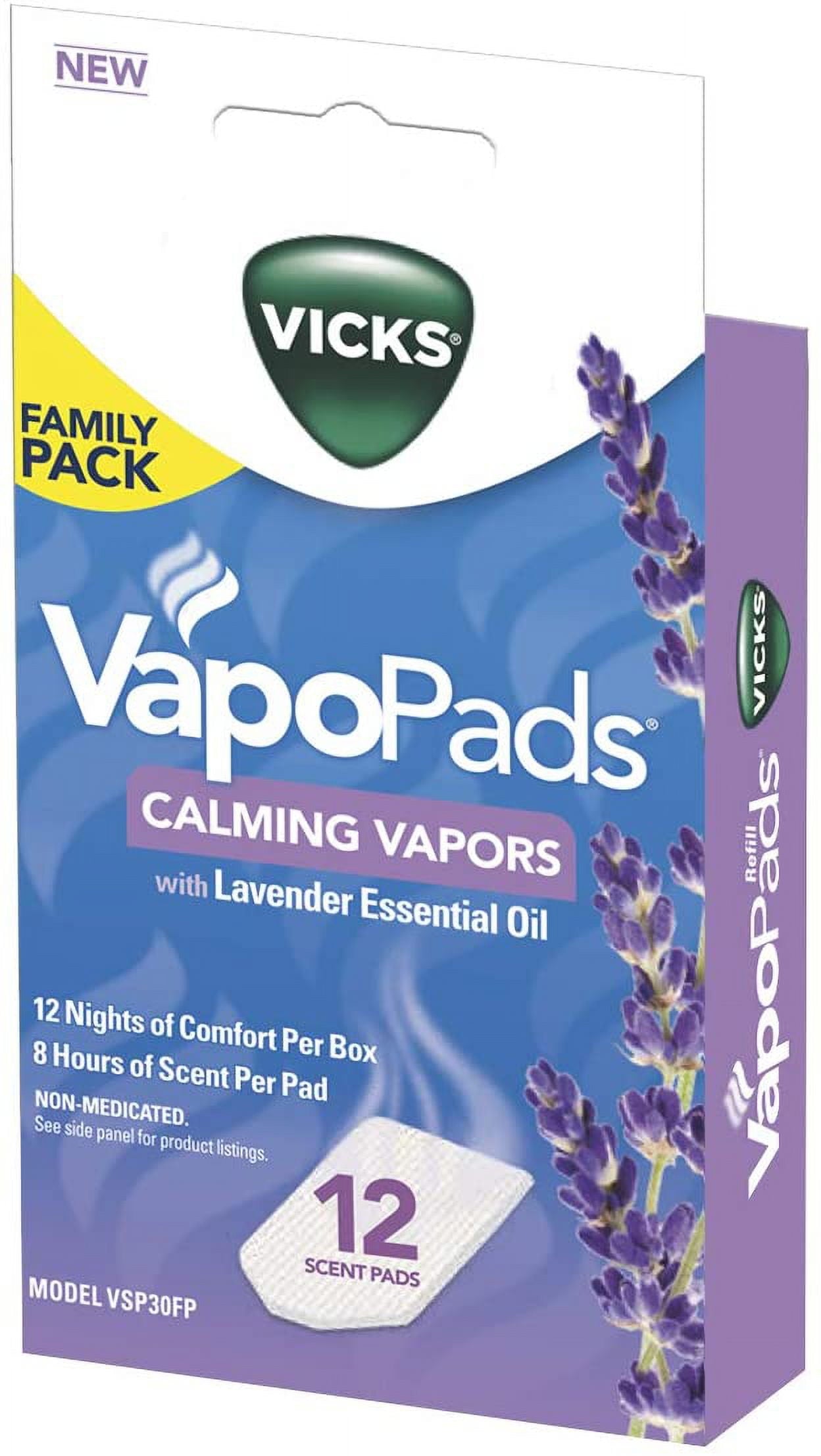 Vicks Calming Menthol and Lavender Pads Cough Suppressant, 12 Ea, 2 Pack