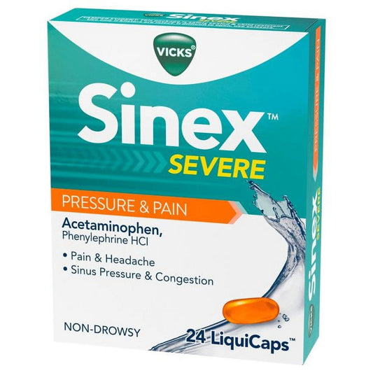 Vicks Sinex Severe Sinus Pressure & Headache Congestion HCI 24 ct, 4-Pack