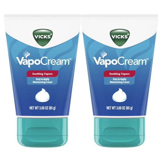 Vicks VapoCream, Easy to Use Non-Greasy Moisturizing Cream, Non-Medicated Vicks Vapors, For Adults and Children Ages 2+, 3.0 oz, 2 Pack