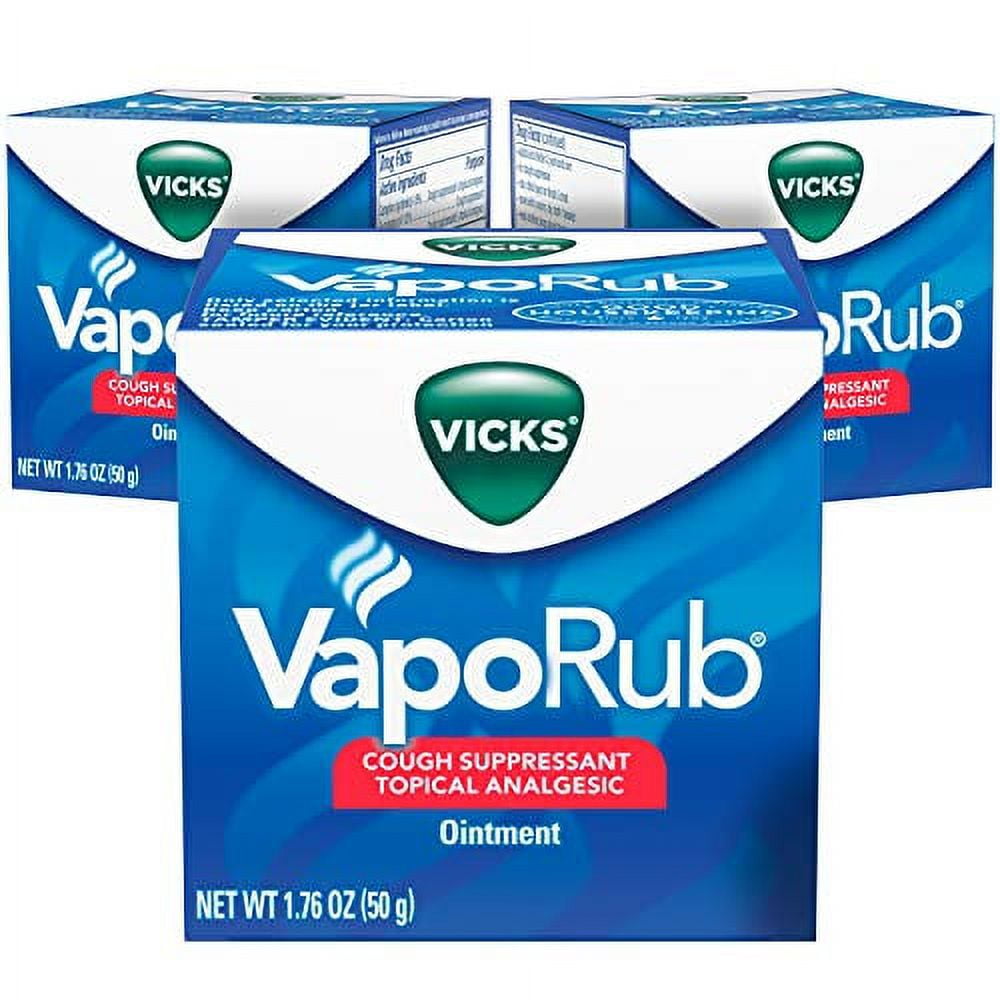 Vicks VapoRub, Chest Rub Ointment, Relief from Cough, Cold, Aches, & Pains with Original Medicated Vicks Vapors,  1.76 OZ Each (Pack of 3)