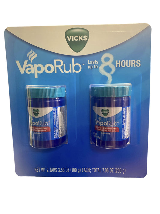 Vicks, VapoRub, Cough Suppressant, 2 Jars, 3.53 OZ Each. Cough Suppressant