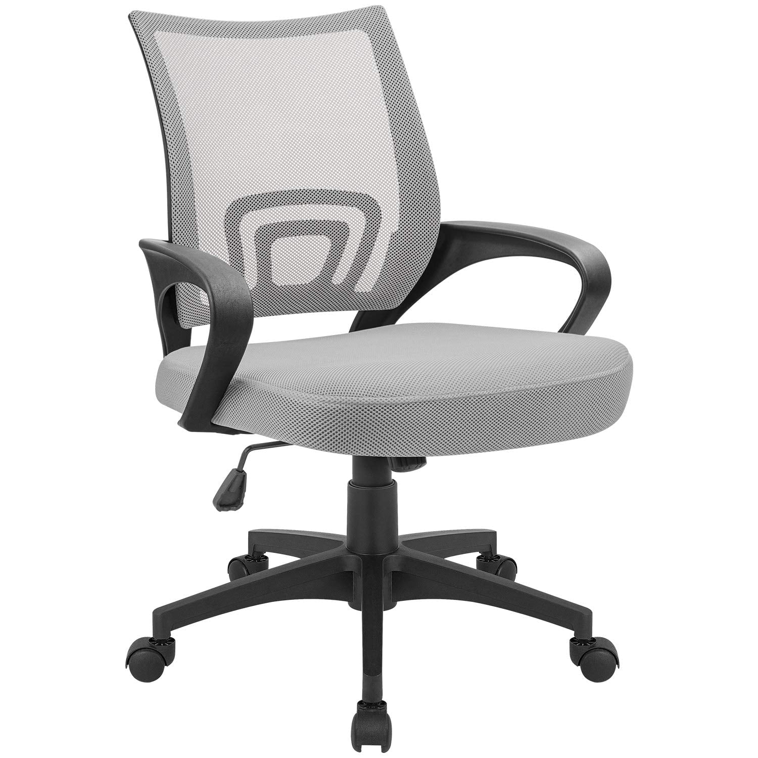 Vineego Mid-Back Mesh Office Desk Chair Ergonomic Height Adjustable Computer Chair with Lumbar Support and Armrest, Gray