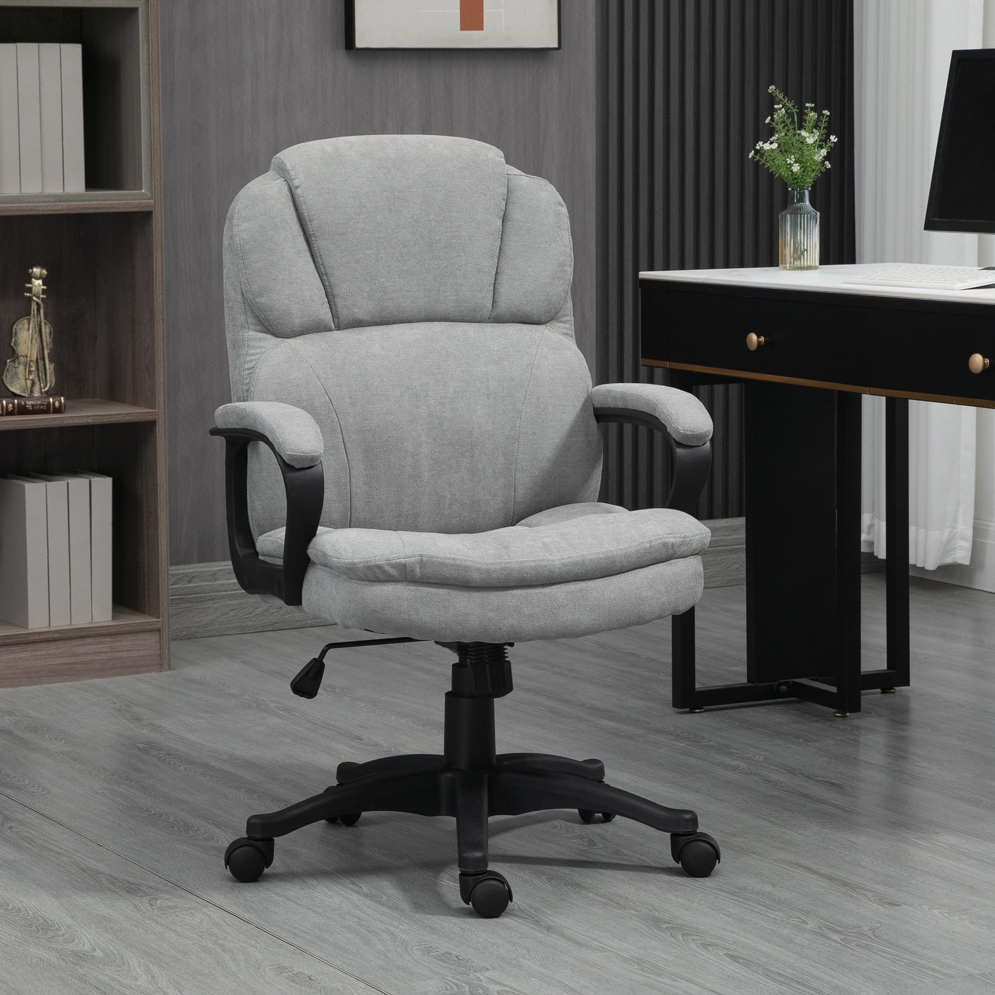 Vinsetto Massage Office Chair with 2 Vibration Points and USB, Light Gray