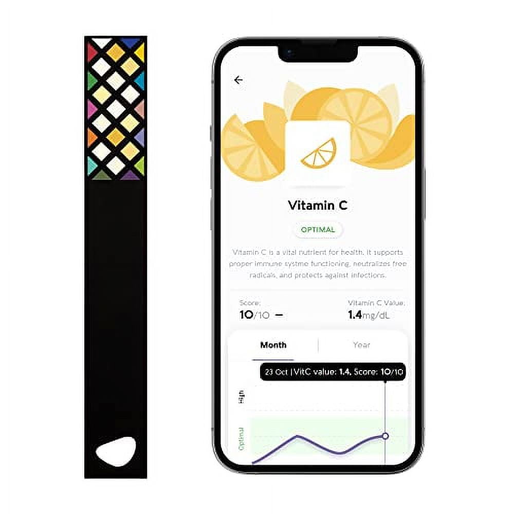 Vivoo 2.0 | Advanced Urine Test Strips with App | at Home Urine Test Strips for Keto Test, Calcium, Vitamin C, Proteins, Salinity, Hydration, and More | 1 Month / 4 Tests